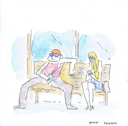 Illustration - Man and Woman on Bench